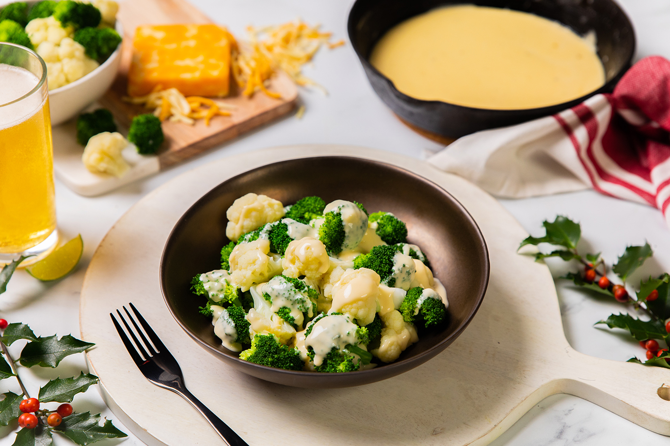 Broccoli & Cauliflower with Beer Cheese Sauce Calgary Coop