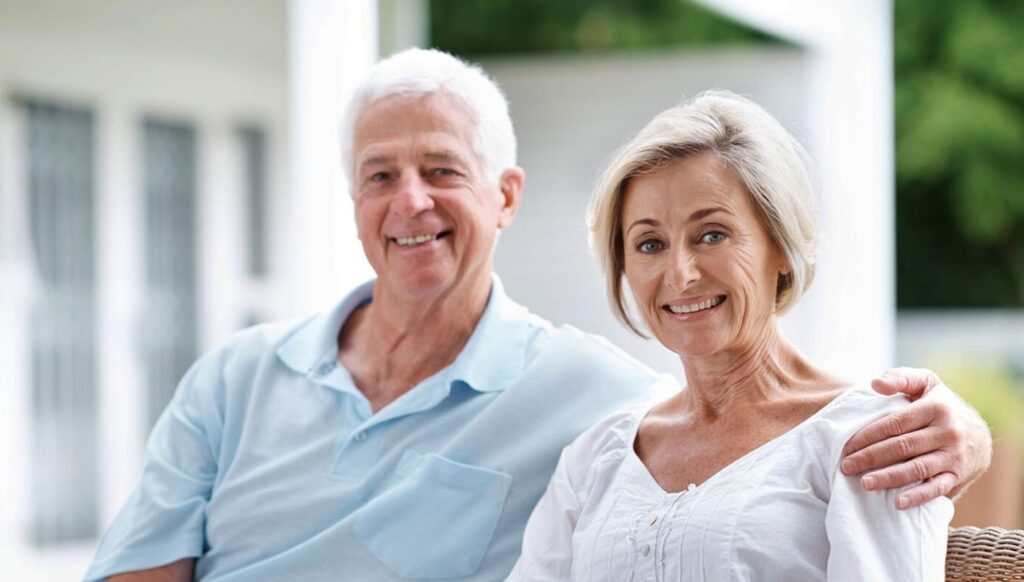 Image of older man and woman smiling.