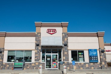 Image of Centennial gas station in Okotoks, Alberta.
