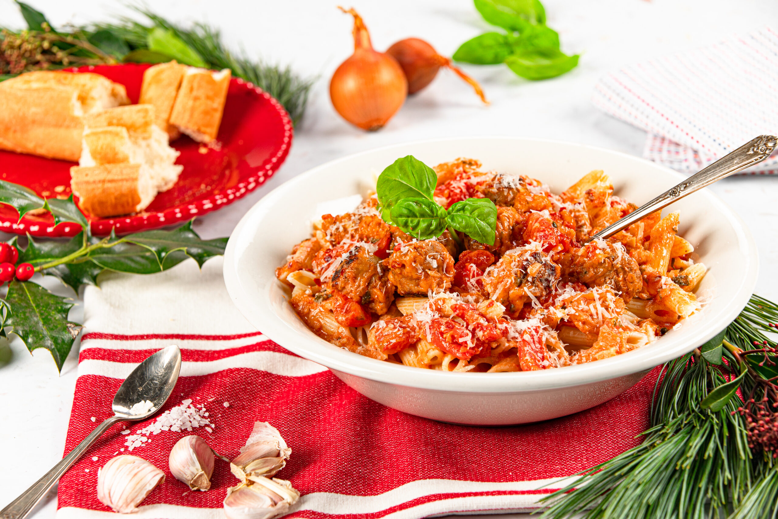 Penne with Vodka Sauce and Turkey Sausage - Calgary Co-op