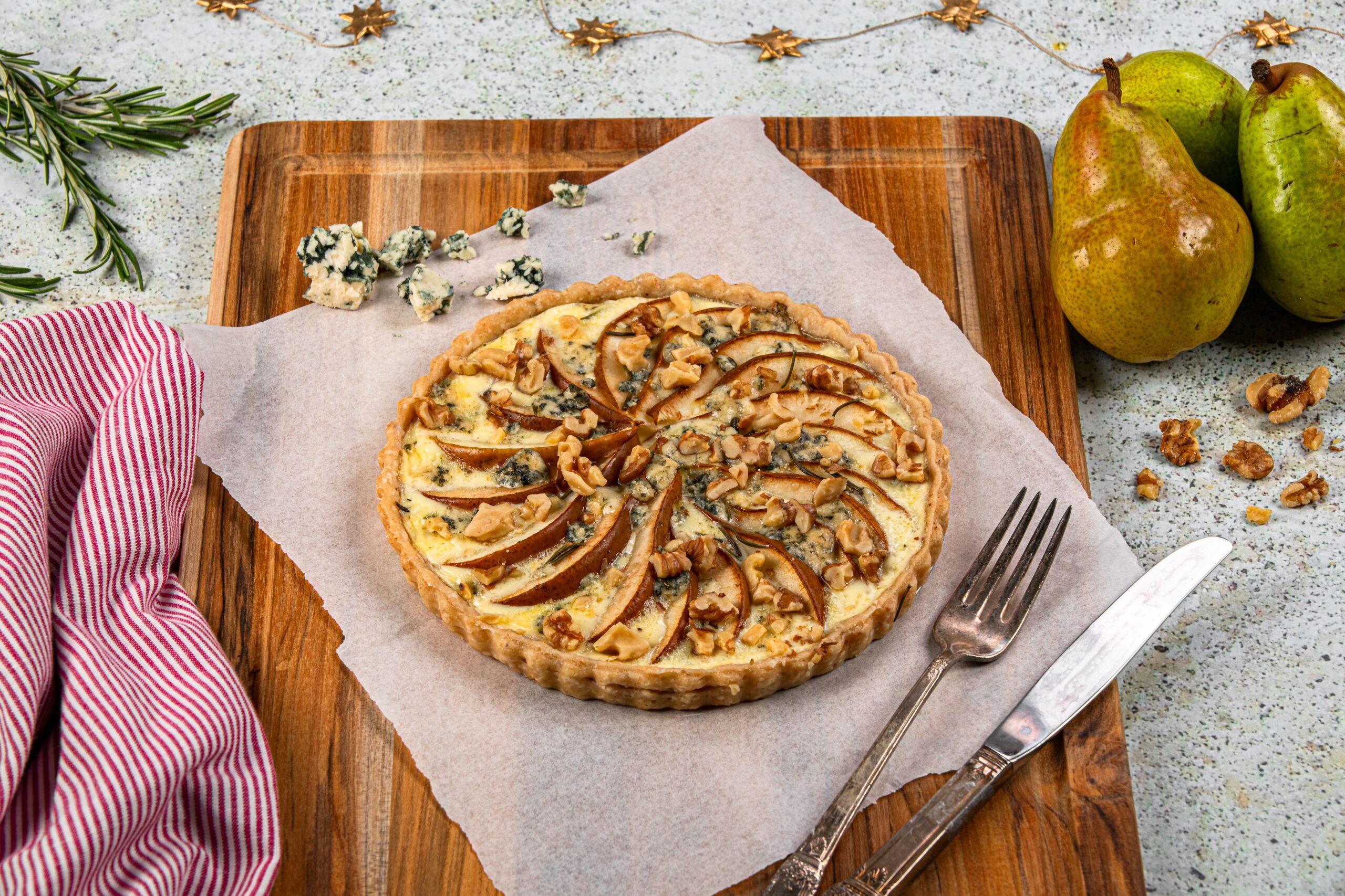 Pear and Blue Cheese Tart with Walnut Pastry Calgary Coop