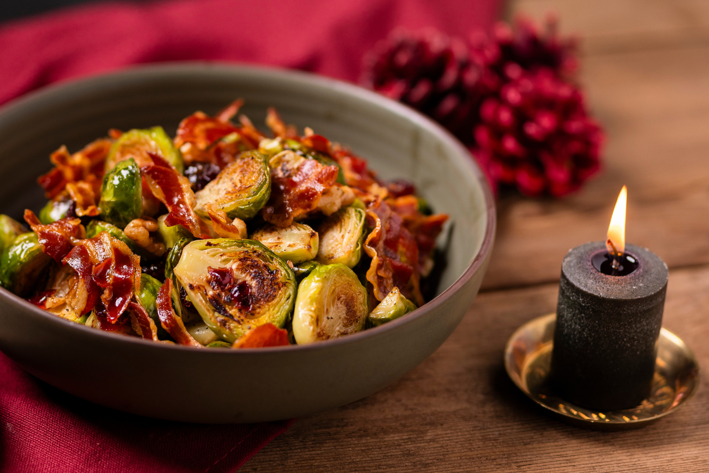 Roasted Brussel Sprouts with Pancetta, Walnuts and Cranberry Calgary Coop